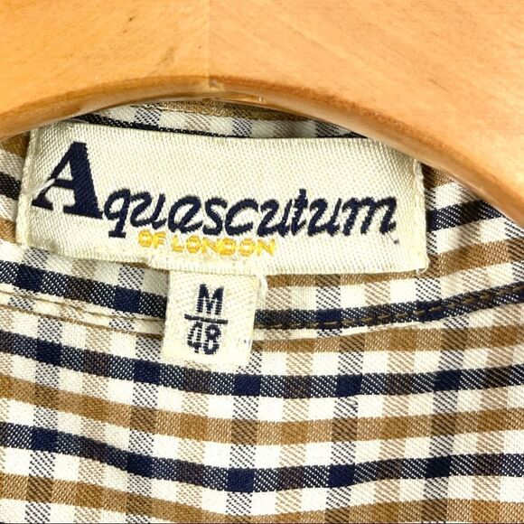 AQUASCUTUM Classic Shelly Check Button Down Collared Shirt Size M - Picture 5 of 7